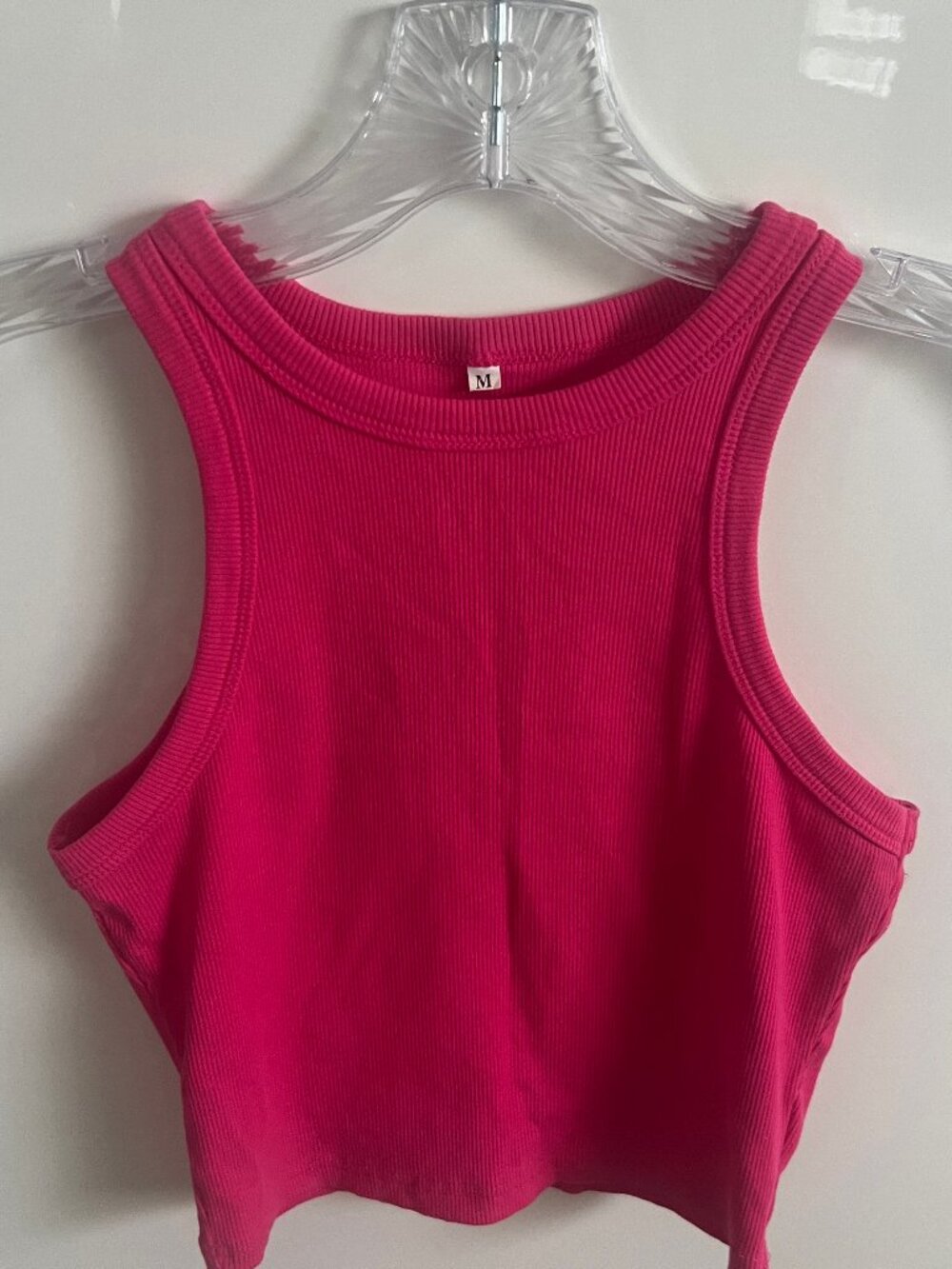 Hot PINK cropped, ribbed tank top Size MEDIUM